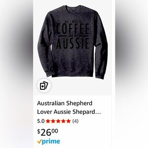 NEW- XL Australian Shepherd dog, Owner Black funny sweatshirt, long sleeve